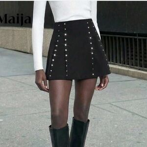 Shein Black Studded Skirt